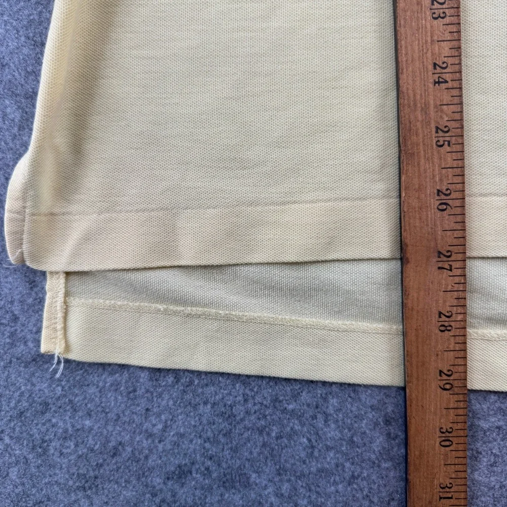 Vintage Levis Mens Polo Shirt Pale Yellow Short Sleeve Pique Blend Size M 595